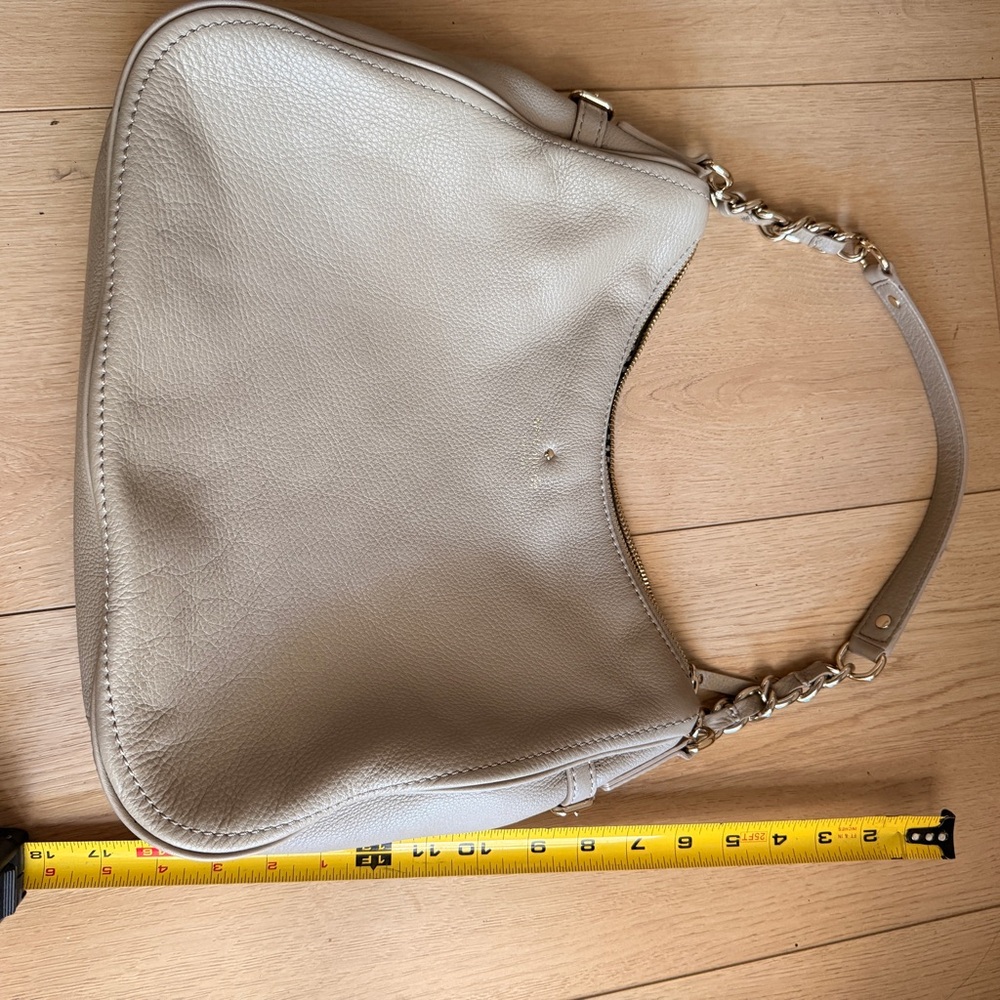 Kate Spade Taupe pebbled Leather hobo Bag with gold chain straps - Picture 12 of 14